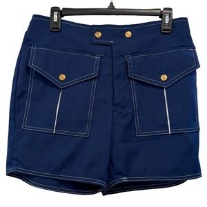 Vintage John Weitz State O Maine Pool Pants Mens 34 Navy Blue Swim Trunks Cargo